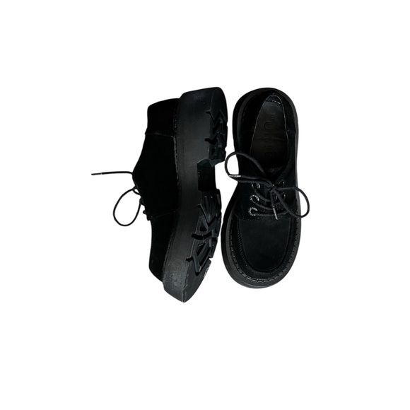 UNIF 7 The Loiter Shoe Women's Platform Oxford Suede Leather Black - Picture 6 of 8